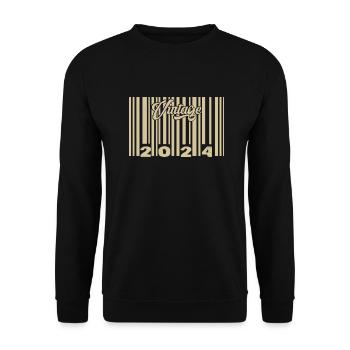vintage 2024 Barcode 2024: Year 2025. - Unisex Sweatshirt - black - Front - Alina (178cm) & Michal (187cm)