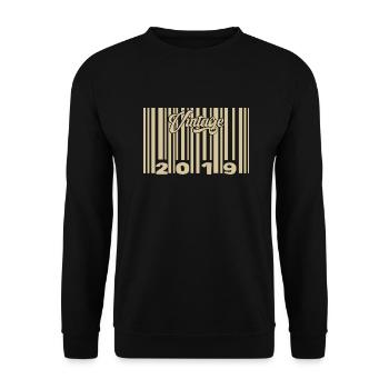 Jahrgang 2019 Barcode 2019: Jahr 2025. - Unisex Pullover - Schwarz - Vorne - Alina (178cm) & Michal (187cm)