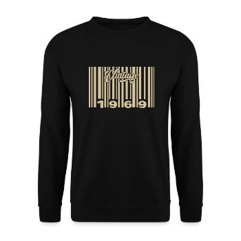 Jahrgang 1969 Barcode 1969: Jahr 2025. - Unisex Pullover - Schwarz - Vorne - Alina (178cm) & Michal (187cm)