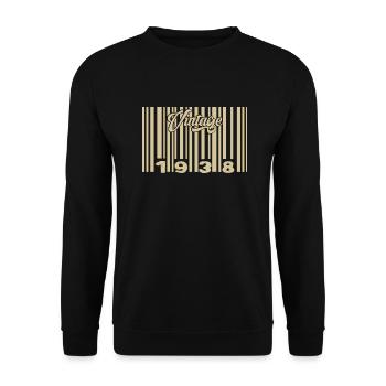 Vintage 1938 Barcode 1938: Year 2025. - Unisex Sweatshirt - black - Front - Alina (178cm) & Michal (187cm)