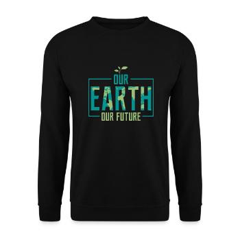 Our Earth Our Future Earth Day Environmental Plane - Unisex Sweatshirt - black - Front - Alina (178cm) & Michal (187cm)