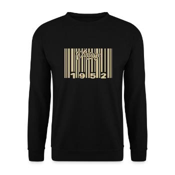 Jahrgang 1952 Barcode 1952: Jahr 2025. - Unisex Pullover - Schwarz - Vorne - Alina (178cm) & Michal (187cm)