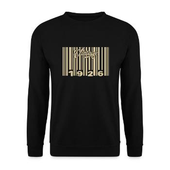 Vintage 1926 Barcode 1926: Year 2025. - Unisex Sweatshirt - black - Front - Alina (178cm) & Michal (187cm)