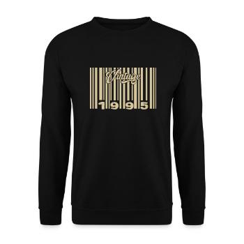 Jahrgang 1995 Barcode 1995: Jahr 2025. - Unisex Pullover - Schwarz - Vorne - Alina (178cm) & Michal (187cm)