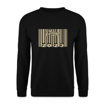 vintage 2023 Barcode 2023: Year 2025. - Unisex Sweatshirt - black - Front - Alina (178cm) & Michal (187cm)
