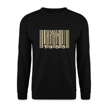 Vintage 1955 Barcode 1955: Year 2025. - Unisex Sweatshirt - black - Front - Alina (178cm) & Michal (187cm)