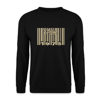 Jahrgang 1975 Barcode 1975: Jahr 2025. - Unisex Pullover - Schwarz - Vorne - Alina (178cm) & Michal (187cm)