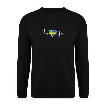 Schweden Herzlinie Herzschlag Skandinavien Urlaub - Unisex Pullover - Schwarz - Vorne - Alina (178cm) & Michal (187cm)
