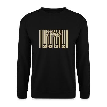 Jahrgang 2022 Barcode 2022: Jahr 2025. - Unisex Pullover - Schwarz - Vorne - Alina (178cm) & Michal (187cm)