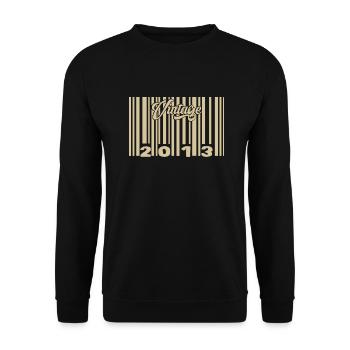 Jahrgang 2013 Barcode 2013: Jahr 2025. - Unisex Pullover - Schwarz - Vorne - Alina (178cm) & Michal (187cm)