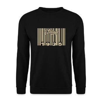 Jahrgang 1935 Barcode 1935: Jahr 2025. - Unisex Pullover - Schwarz - Vorne - Alina (178cm) & Michal (187cm)