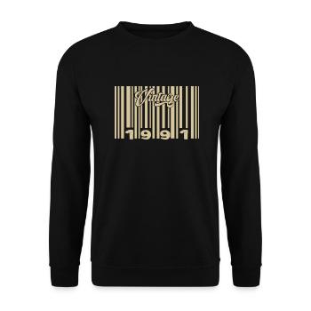 Jahrgang 1991 Barcode 1991: Jahr 2025. - Unisex Pullover - Schwarz - Vorne - Alina (178cm) & Michal (187cm)
