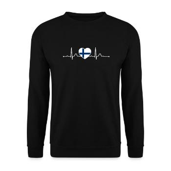 Finlande Heartline Heartbeat Scandinavie Vacances - Sweat-shirt Unisexe - noir - Devant - Alina (178cm) & Michal (187cm)