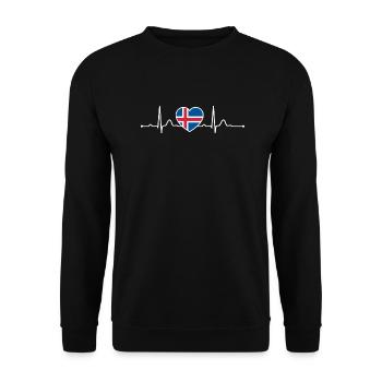 Islande Heartline Heartbeat Scandinavie Vacances - Sweat-shirt Unisexe - noir - Devant - Alina (178cm) & Michal (187cm)