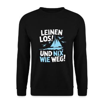 Leinen los und nichts wie weg! Wir legen ab! - Unisex Pullover - Schwarz - Vorne - Alina (178cm) & Michal (187cm)