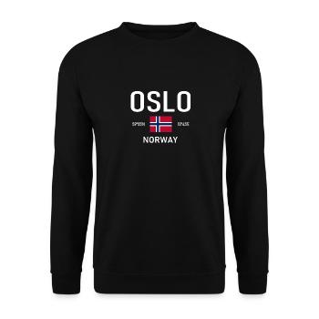 Oslo - Norvège - Coordonnées - Drapeau - Sweat-shirt Unisexe - noir - Devant - Alina (178cm) & Michal (187cm)