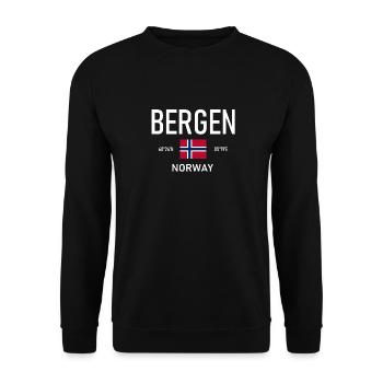 Bergen - Norway - Coordinates - Flag - Unisex Sweatshirt - black - Front - Alina (178cm) & Michal (187cm)