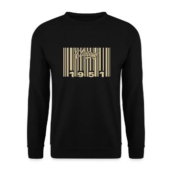 Vintage 1951 Barcode 1951: Year 2025. - Unisex Sweatshirt - black - Front - Alina (178cm) & Michal (187cm)