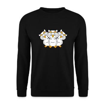 3 hiboux équipe amis groupe groupe trois frères troupe - Sweat-shirt Unisexe - noir - Devant - Alina (178cm) & Michal (187cm)