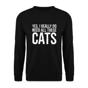 yes I really do need all these cats - Sweat-shirt Unisexe - noir - Devant - Alina (178cm) & Michal (187cm)