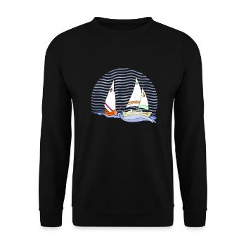 Segelboot - Unisex Pullover - Schwarz - Vorne - Alina (178cm) & Michal (187cm)