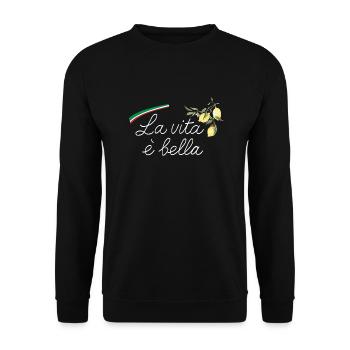 La vita e bella - Unisex Sweatshirt - black - Front - Alina (178cm) & Michal (187cm)