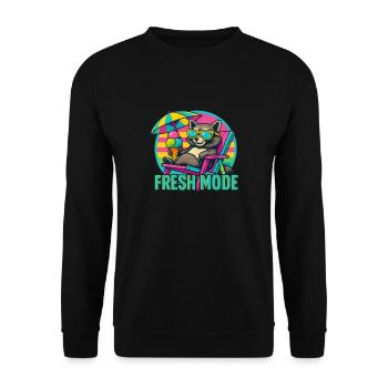 Summer Chill - Waschbär in der Kühle im Sommer - Unisex Pullover - Schwarz - Vorne - Alina (178cm) & Michal (187cm)