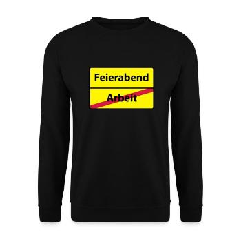 Arbeit Feierabend - Unisex Pullover - Schwarz - Vorne - Alina (178cm) & Michal (187cm)