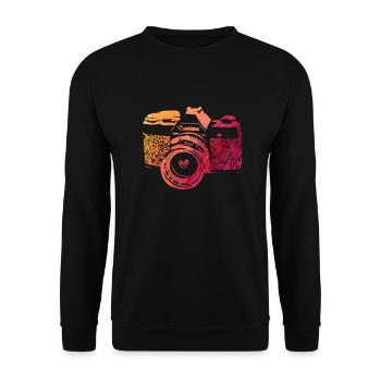 Kamera "Red Flower" - Unisex Pullover - Schwarz - Vorne - Alina (178cm) & Michal (187cm)