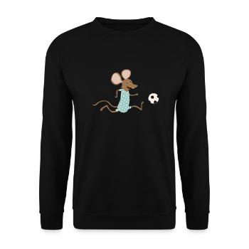 Maus spielt Fussball - Unisex Pullover - Schwarz - Vorne - Alina (178cm) & Michal (187cm)
