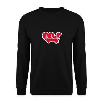 HeartBeat Langhaardackel ILOVETECKEL - Unisex Pullover - Schwarz - Vorne - Alina (178cm) & Michal (187cm)