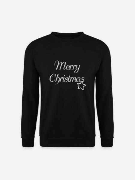 Merry Christmas Weihnachtsmotiv silber Schrift - Unisex Pullover - Schwarz