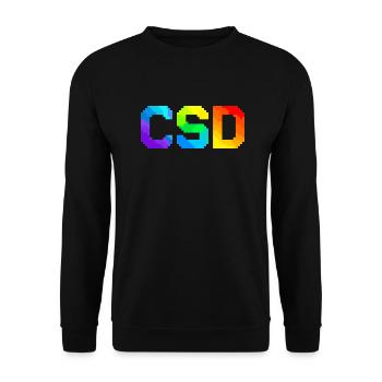 CSD - Pixel Pride Flag - Unisex Pullover - Schwarz - Vorne - Alina (178cm) & Michal (187cm)