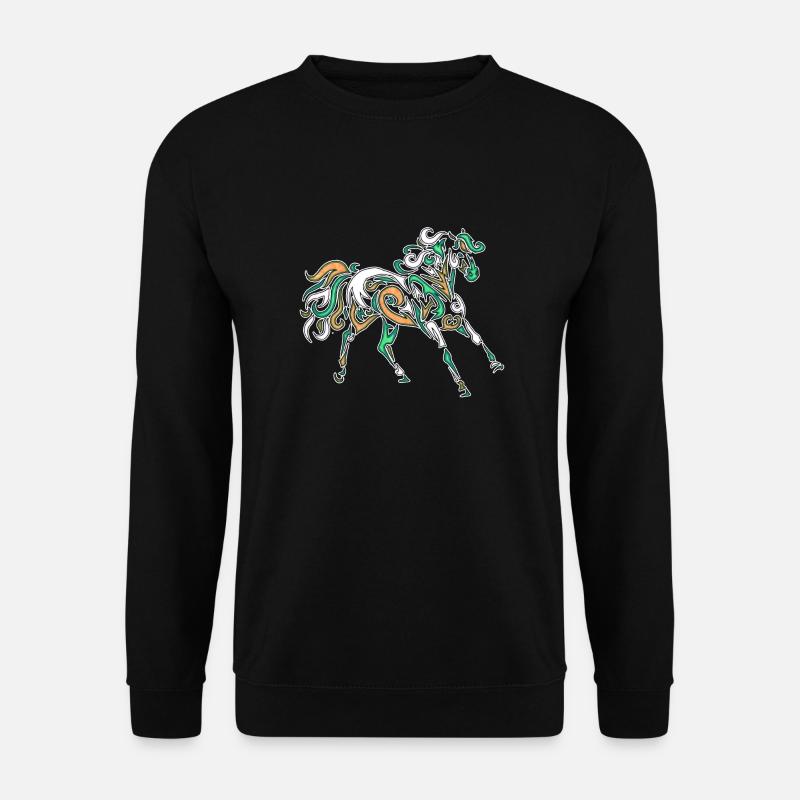 Spirit Horse Geist der Pferde Grün Druide Geschenk - Unisex Pullover - Schwarz