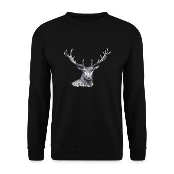 Hirsch - Unisex Pullover - Schwarz - Vorne - Alina (178cm) & Michal (187cm)
