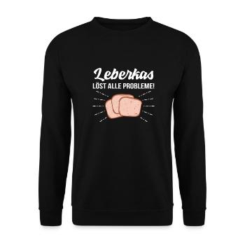 Leberkas löst alle Probleme - Unisex Pullover - Schwarz - Vorne - Alina (178cm) & Michal (187cm)