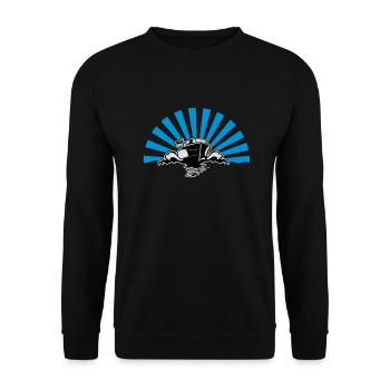 Motorboot 3C - Farbwechsel - Unisex Pullover - Schwarz - Vorne - Alina (178cm) & Michal (187cm)