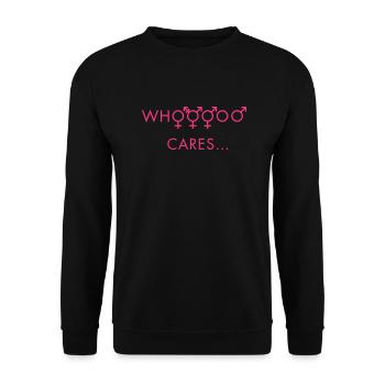 who cares about gender - Unisex Pullover - Schwarz - Vorne - Alina (178cm) & Michal (187cm)