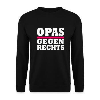 Opas gegen rechts - Unisex Pullover - Schwarz - Vorne - Alina (178cm) & Michal (187cm)