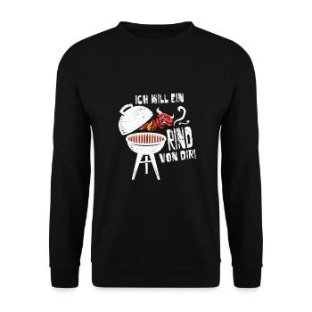 Ich will ein Rind von dir! - Unisex Pullover - Schwarz - Vorne - Alina (178cm) & Michal (187cm)
