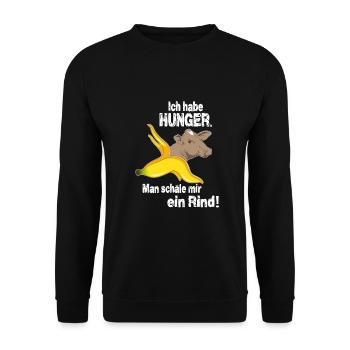 Ich habe HUNGER. Man schäle mir ein Rind! - Unisex Pullover - Schwarz - Vorne - Alina (178cm) & Michal (187cm)