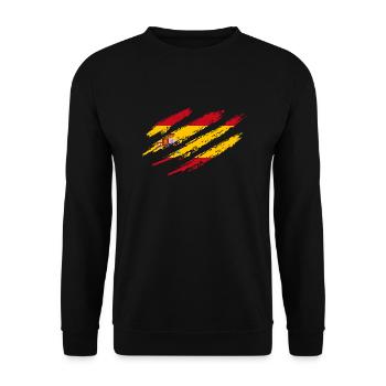 Spanien Flagge Kratzer Spanische Fahne Krallen - Unisex Pullover - Schwarz - Vorne - Alina (178cm) & Michal (187cm)