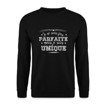 je ne suis pas parfaite mais je suis unique - Sweat-shirt Unisexe - noir - Devant - Alina (178cm) & Michal (187cm)