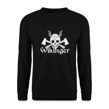 Wikinger Äxte Wikingerhelm Totenkopf - Unisex Pullover - Schwarz - Vorne - Alina (178cm) & Michal (187cm)