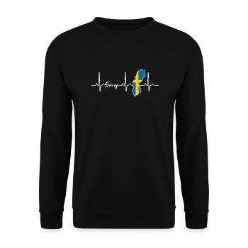 Suède Sverige Battement de coeur Scandinavie - Sweat-shirt Unisexe - noir - Devant - Alina (178cm) & Michal (187cm)