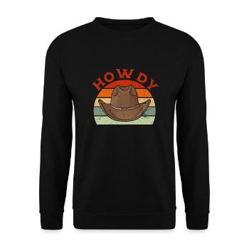 Howdy Space Cowboy Rodeo Western Country Southern - Unisex Pullover - Schwarz - Vorne - Alina (178cm) & Michal (187cm)