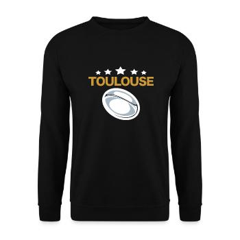 Rugby Toulouse 5 étoiles Stade Supporter Rugbymen - Sweat-shirt Unisexe - noir - Devant - Alina (178cm) & Michal (187cm)