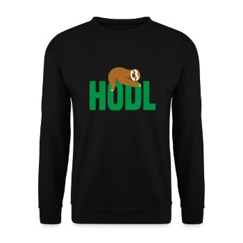 Fautier mit Bitcoin, Hodl - Unisex Pullover - Schwarz - Vorne - Alina (178cm) & Michal (187cm)