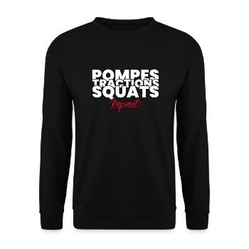 Idée cadeau homme musculation - Sweat-shirt Unisexe - noir - Devant - Alina (178cm) & Michal (187cm)