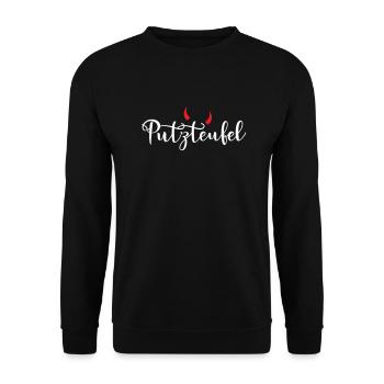Putzteufel Putzfrau Putzmann sauber Teufel Hörner - Unisex Pullover - Schwarz - Vorne - Alina (178cm) & Michal (187cm)